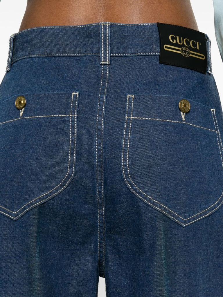 Blue Gg Canvas Straight-leg Jeans