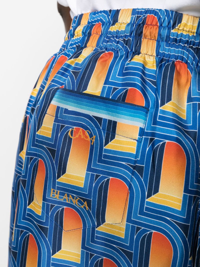 Blue L'arche De Nuit Silk Shorts