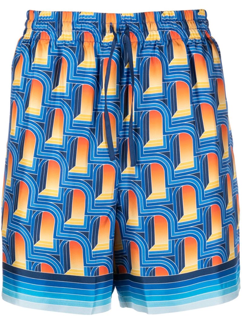 Blue L'arche De Nuit Silk Shorts