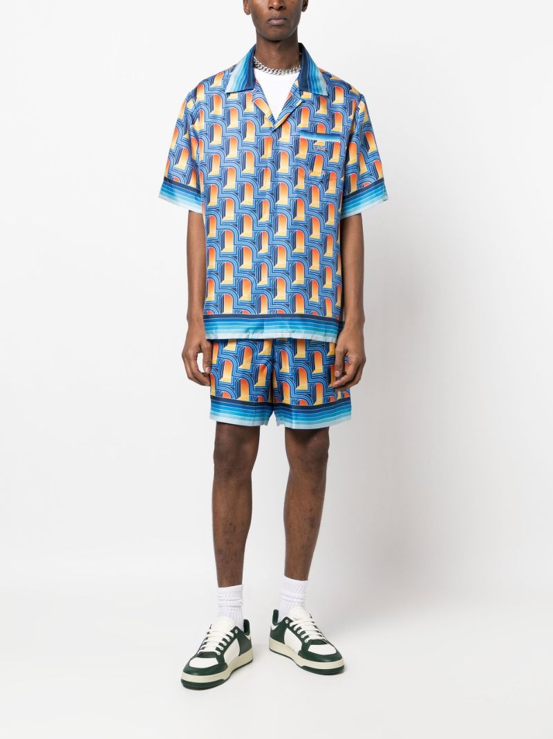 Blue L'arche De Nuit Silk Shorts