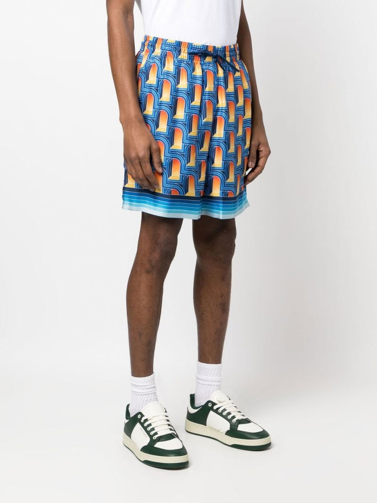 Blue L'arche De Nuit Silk Shorts