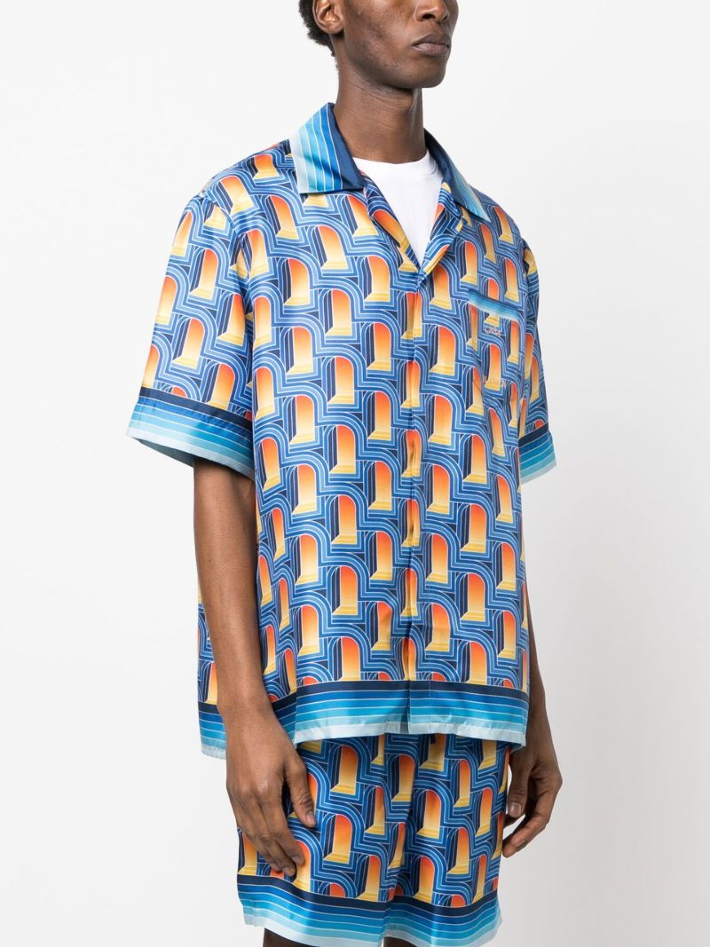 Blue L'arche De Nuit Print Silk Shirt