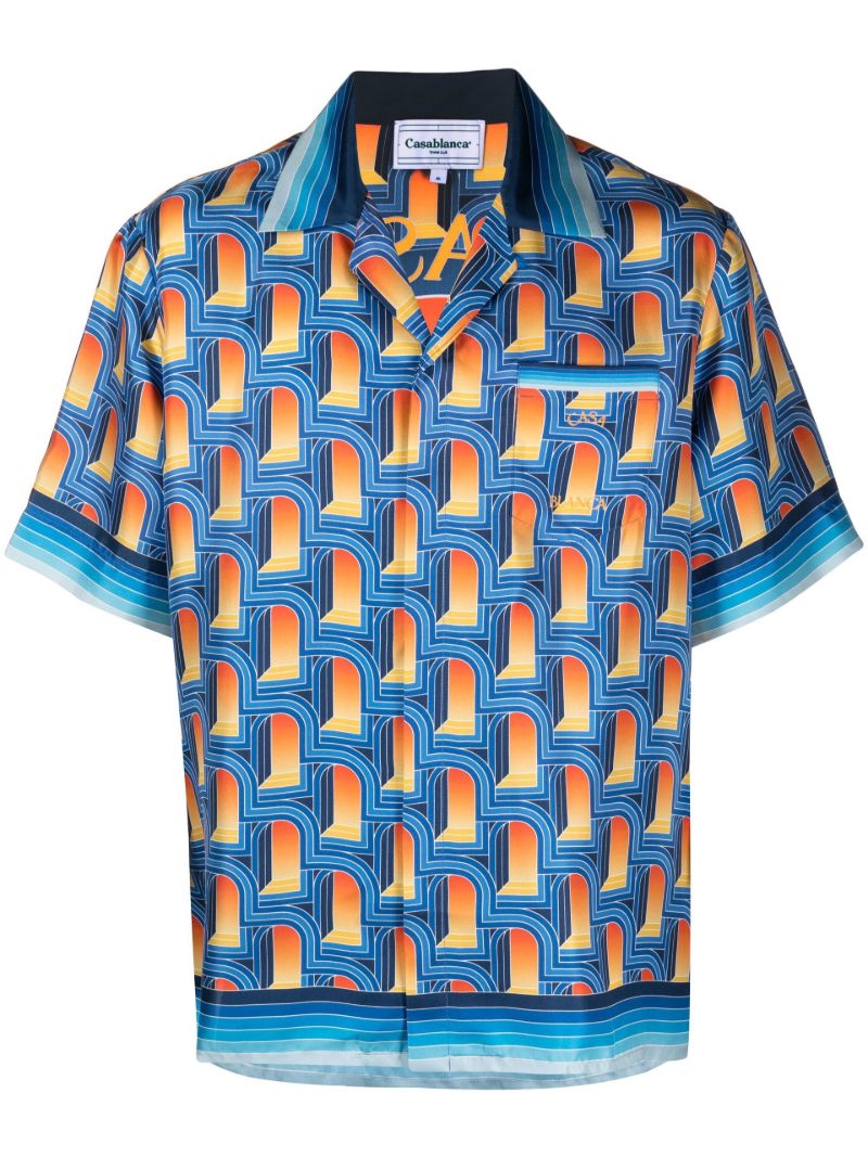 Blue L'arche De Nuit Print Silk Shirt