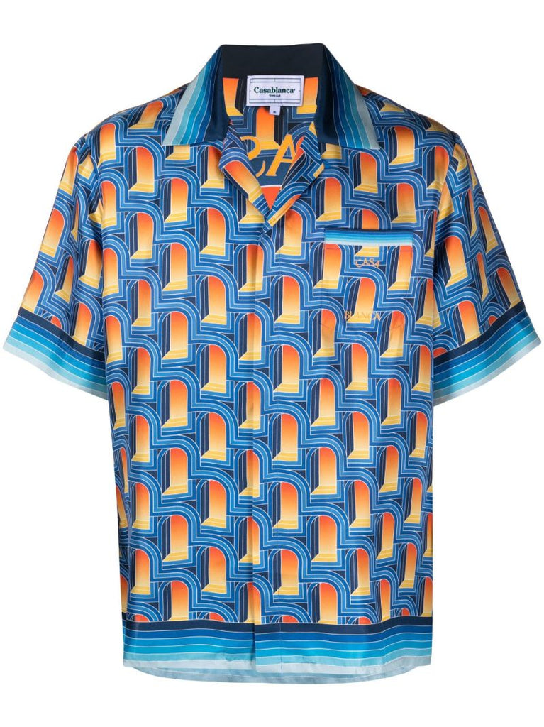 Blue L'arche De Nuit Print Silk Shirt