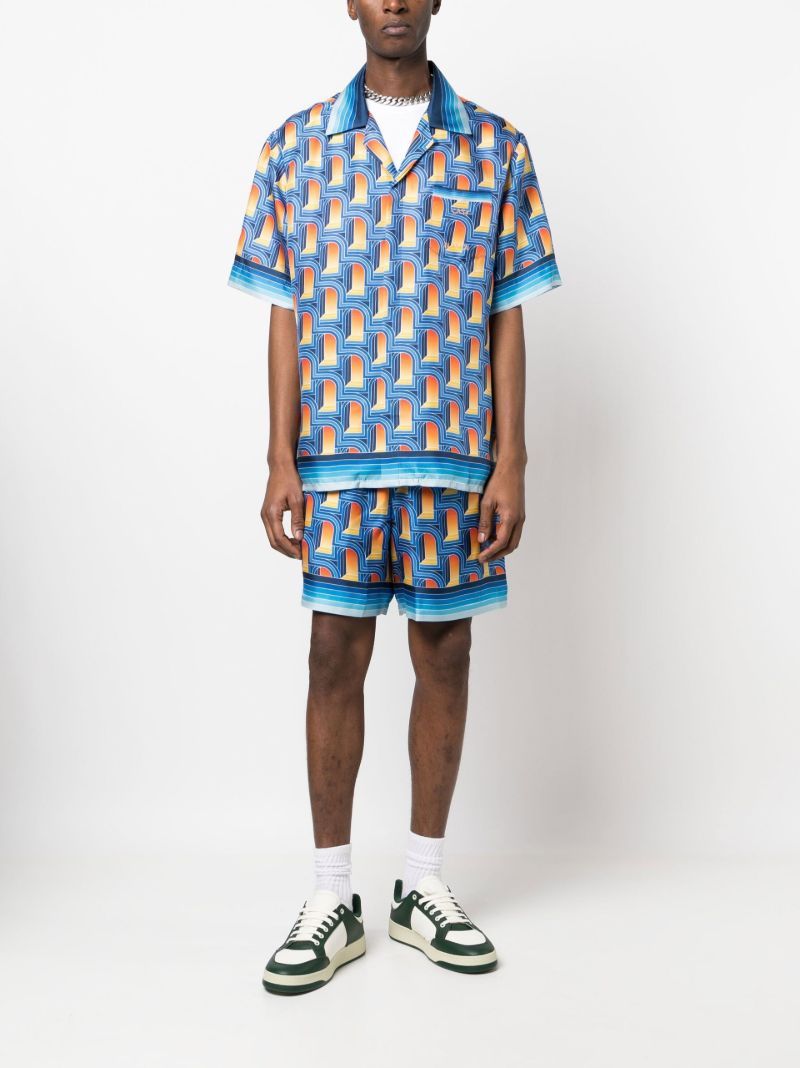 Blue L'arche De Nuit Print Silk Shirt