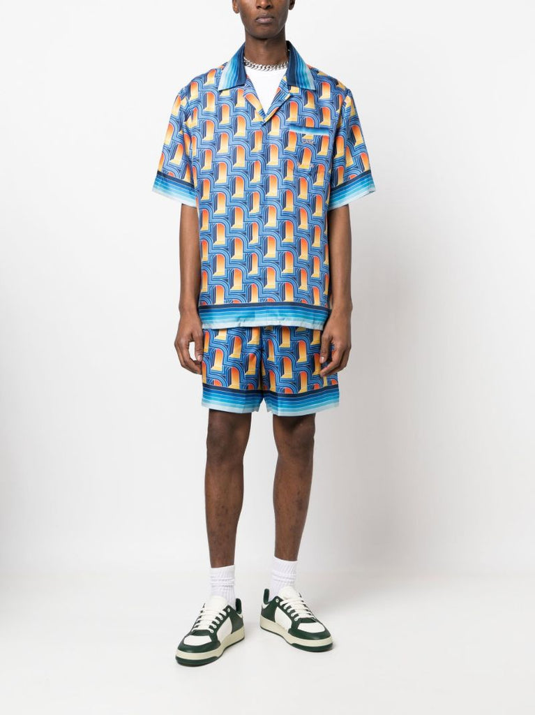 Blue L'arche De Nuit Print Silk Shirt