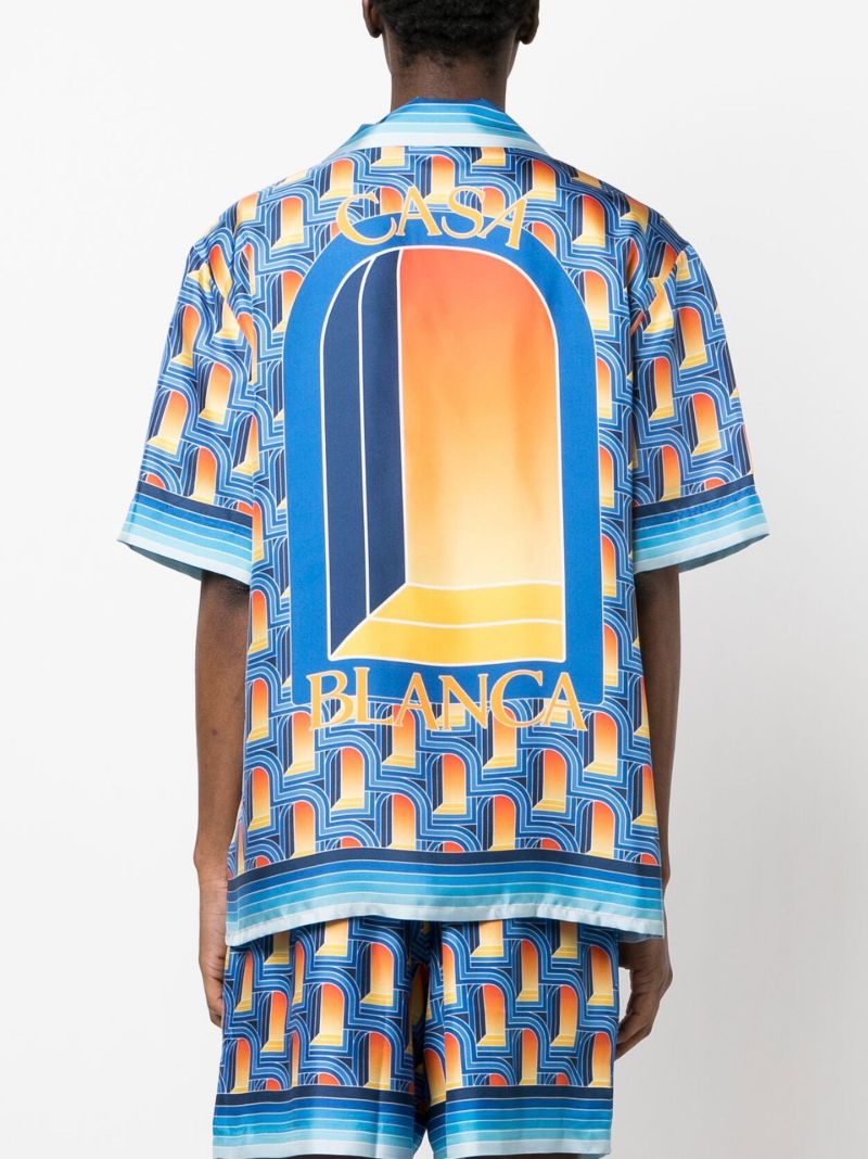 Blue L'arche De Nuit Print Silk Shirt