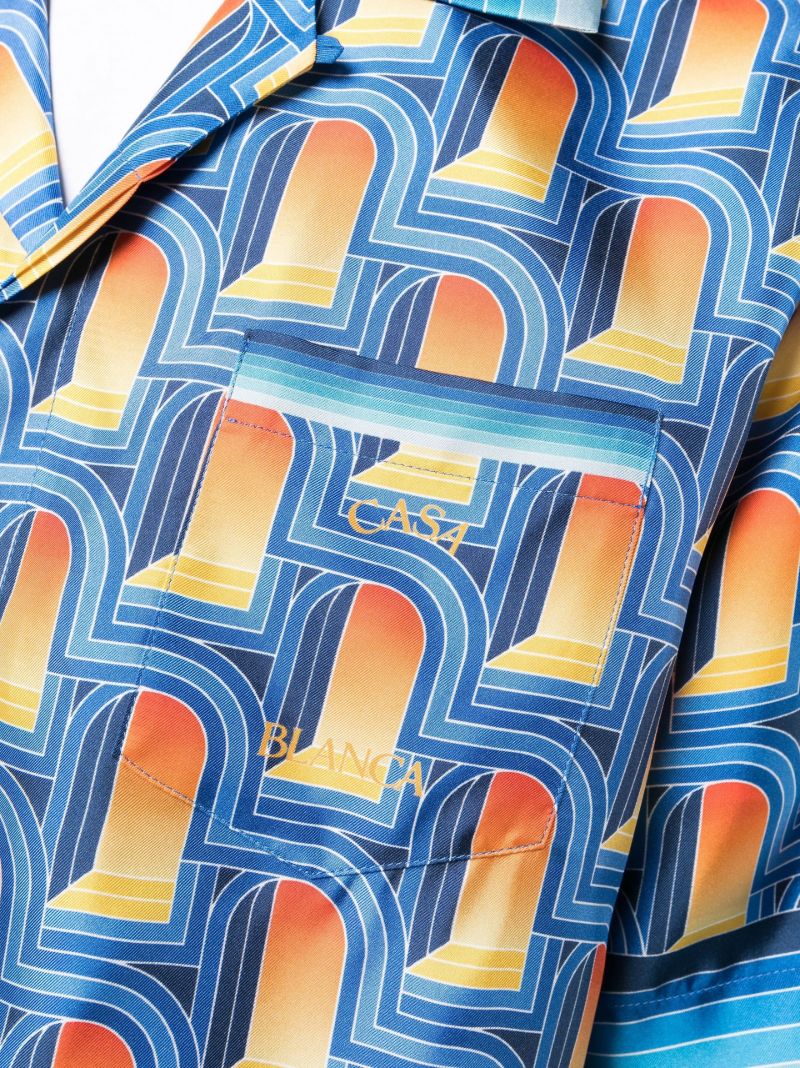 Blue L'arche De Nuit Print Silk Shirt