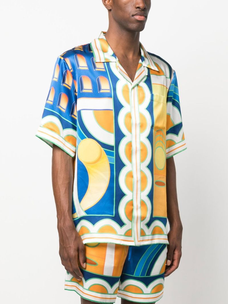 Blue Paysage Silk Shirt