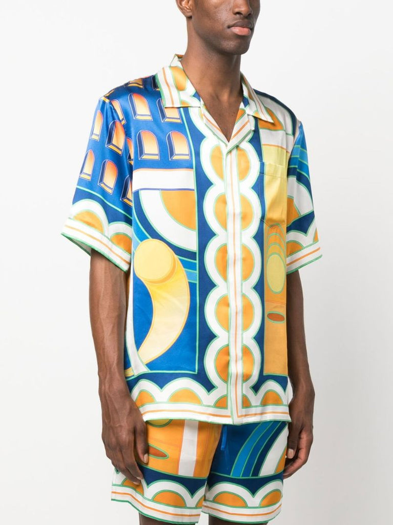 Blue Paysage Silk Shirt