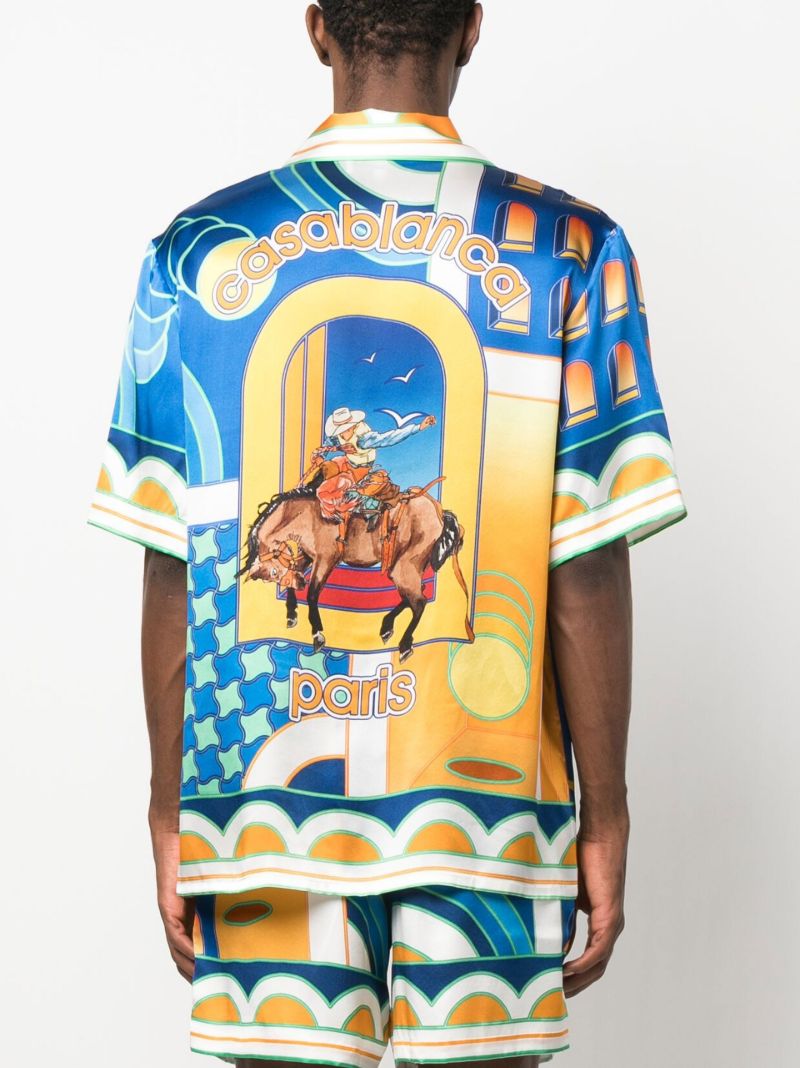 Blue Paysage Silk Shirt