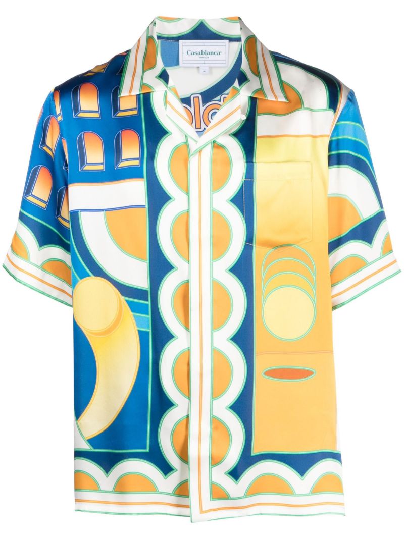 Blue Paysage Silk Shirt