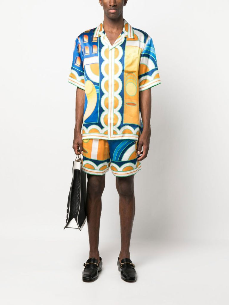 Blue Paysage Silk Shirt