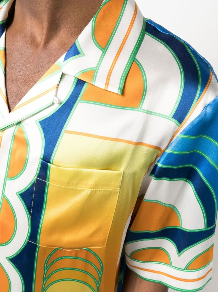 Blue Paysage Silk Shirt