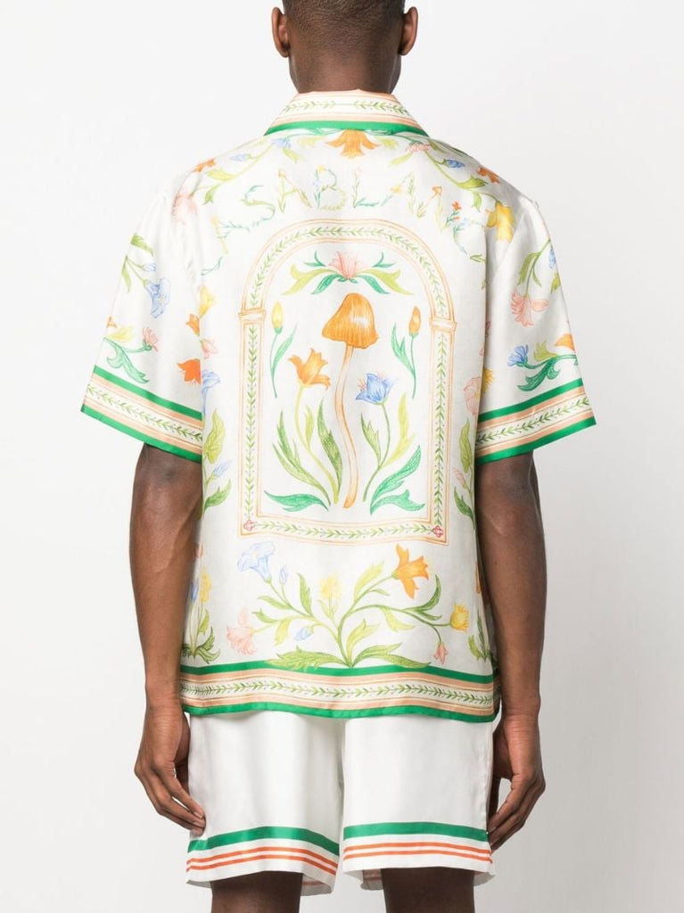 White LÃ¢â_x0082_¬â_x0084_¢arche Fleure Printed Silk Shirt