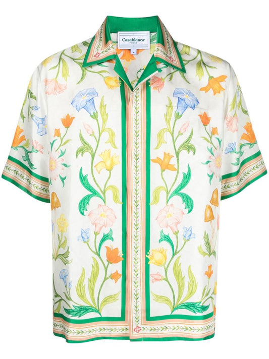 White LÃ¢â_x0082_¬â_x0084_¢arche Fleure Printed Silk Shirt