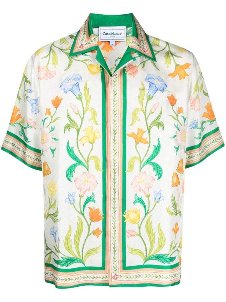 White LÃ¢â_x0082_¬â_x0084_¢arche Fleure Printed Silk Shirt