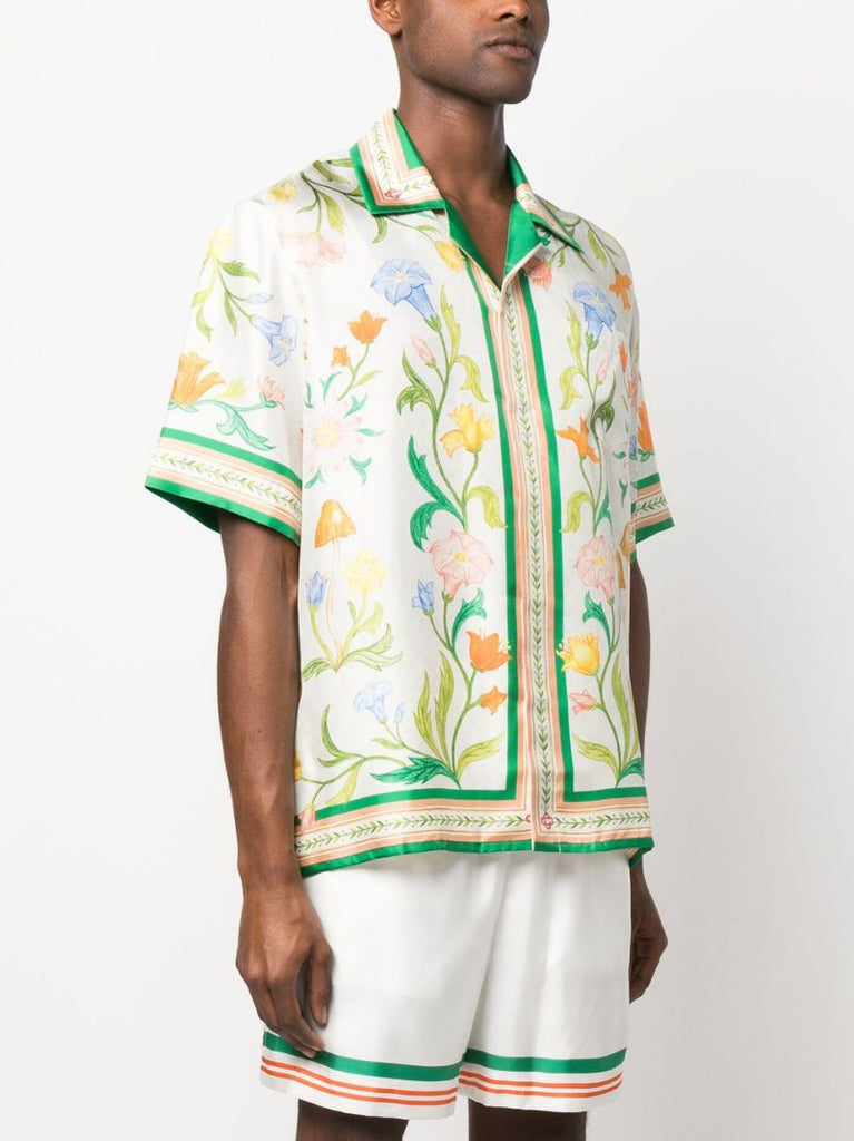 White LÃ¢â_x0082_¬â_x0084_¢arche Fleure Printed Silk Shirt