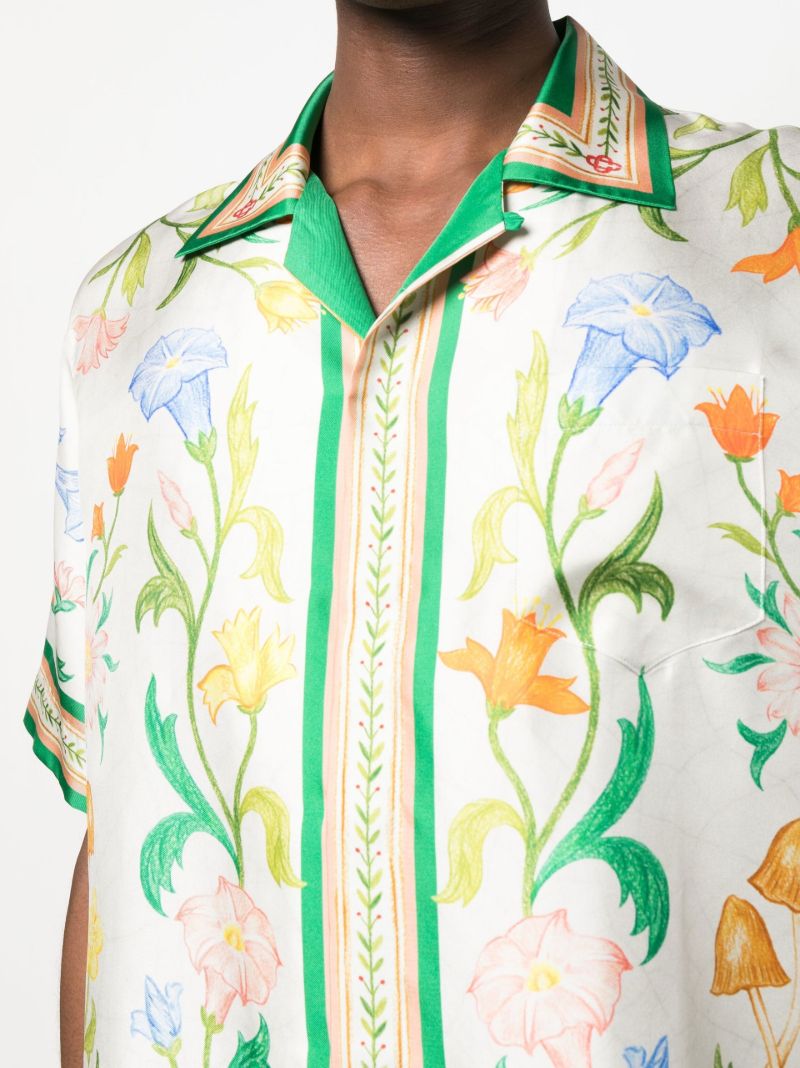 White LÃ¢â_x0082_¬â_x0084_¢arche Fleure Printed Silk Shirt