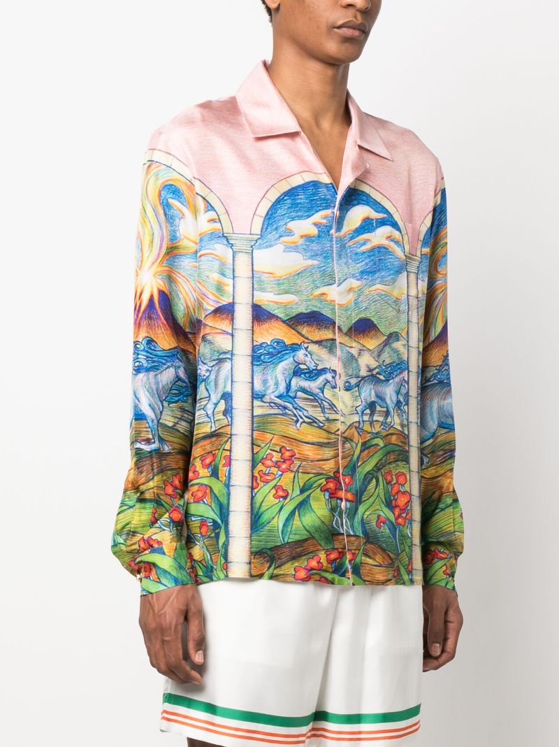 Pink Chevaux Sauvages Silk Shirt