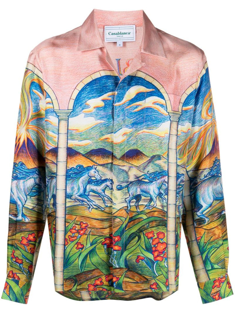 Pink Chevaux Sauvages Silk Shirt