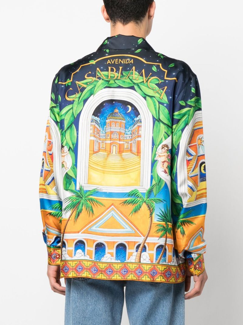 Blue Maison D'ete Printed Silk Shirt
