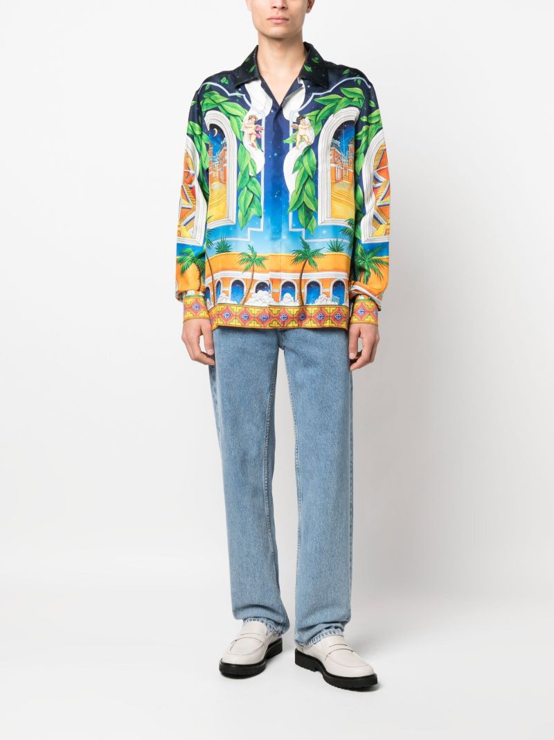 Blue Maison D'ete Printed Silk Shirt