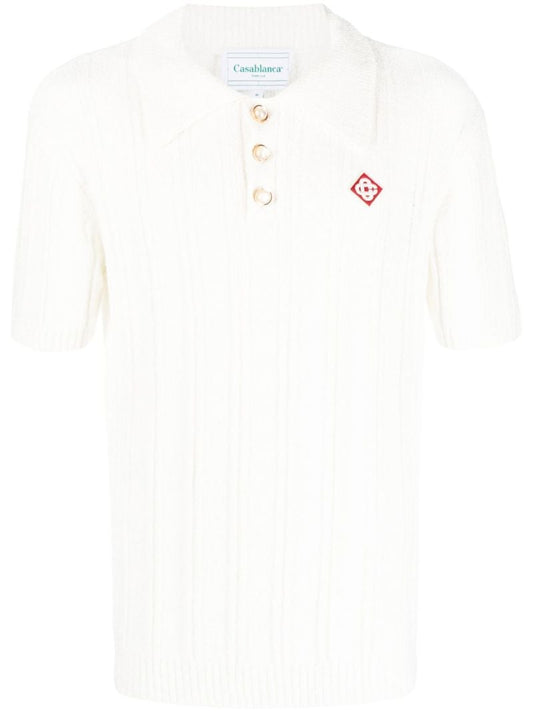 White Logo Patch Polo Shirt