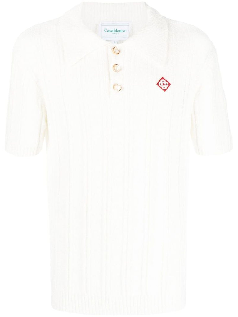 White Logo Patch Polo Shirt