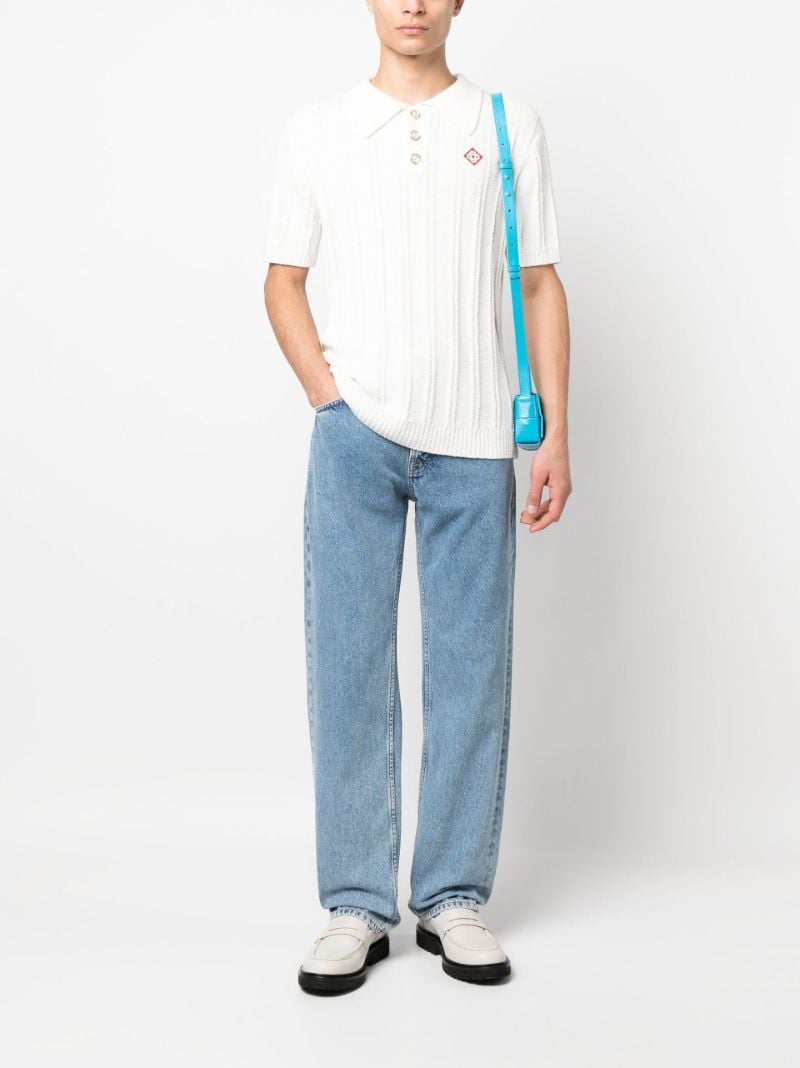 White Logo Patch Polo Shirt