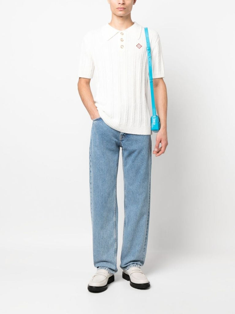 White Logo Patch Polo Shirt