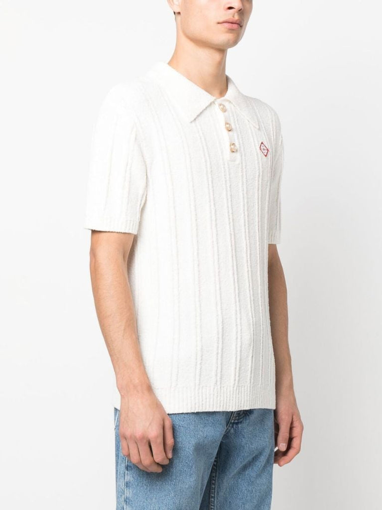 White Logo Patch Polo Shirt