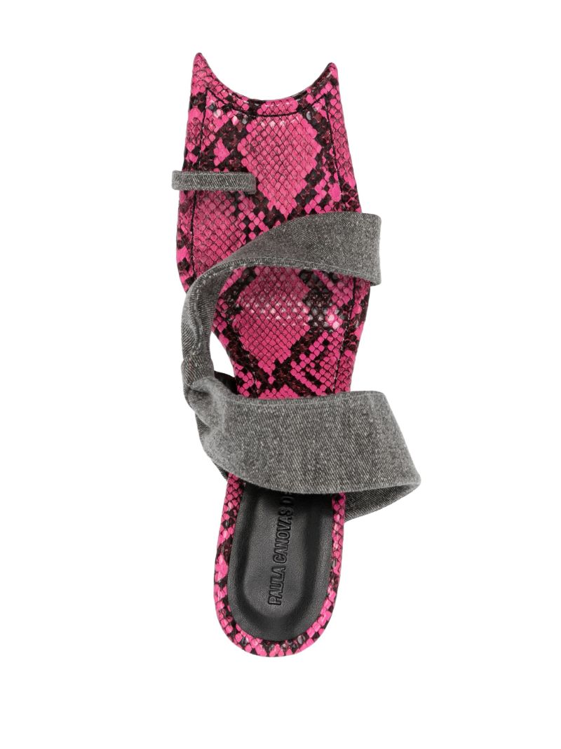 Pink Diablo  90 Asymmetric Denim Strap Sandals