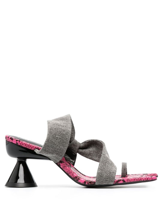 Pink Diablo  90 Asymmetric Denim Strap Sandals