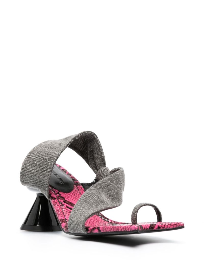 Pink Diablo  90 Asymmetric Denim Strap Sandals