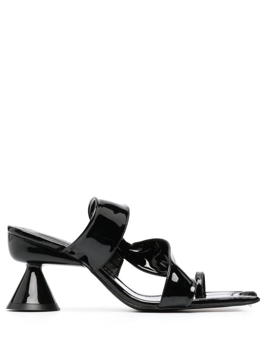 Black Diablo 90 Patent Asymmetric Sandals
