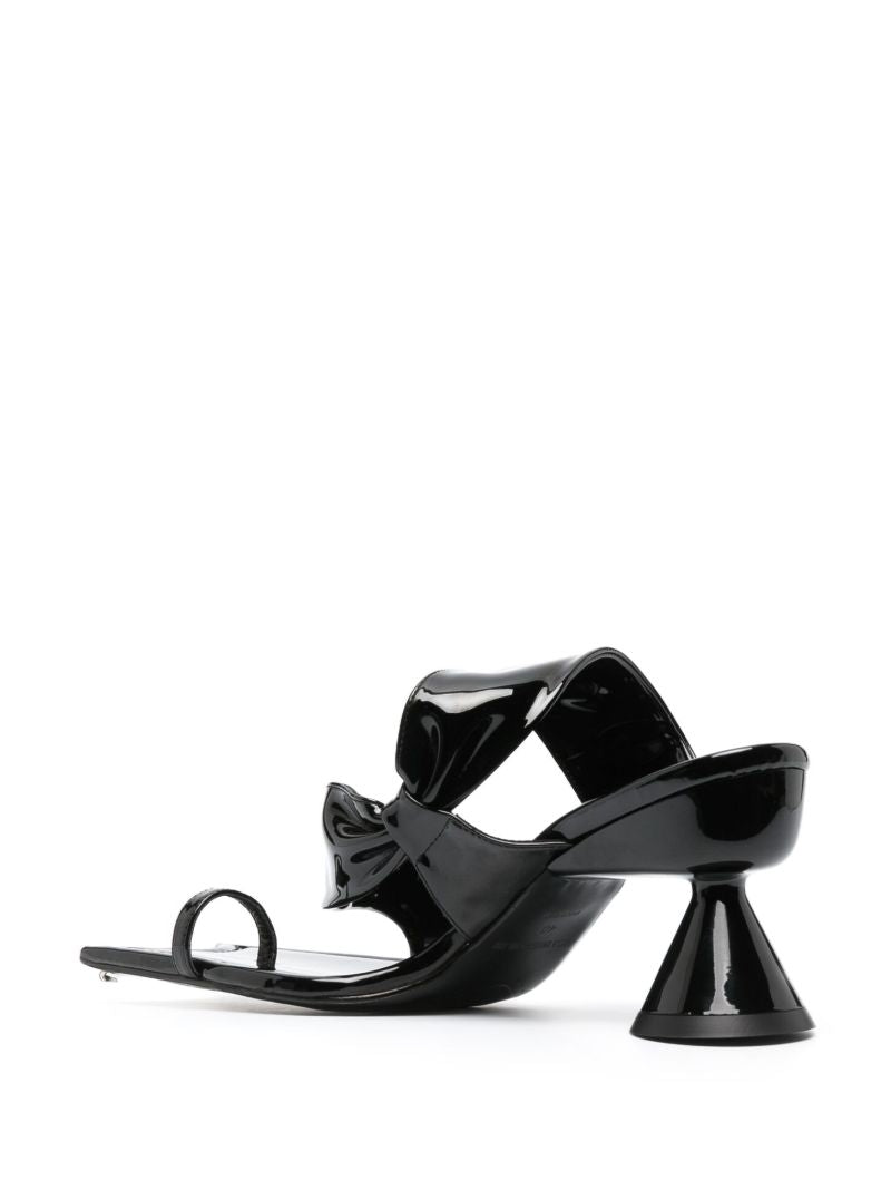 Black Diablo 90 Patent Asymmetric Sandals