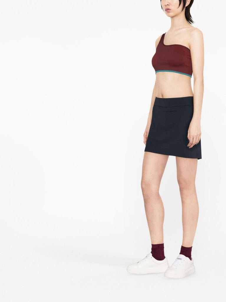 Red Seamlessrib One-shoulder Sports Bra