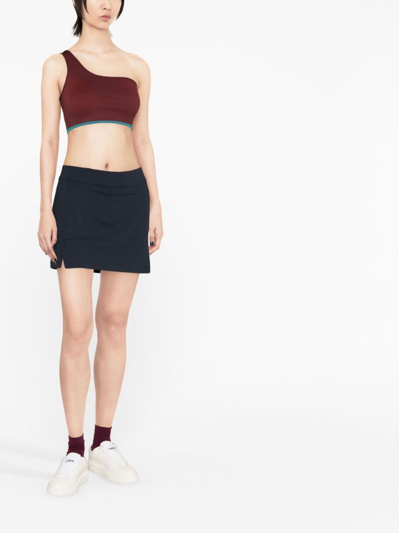 Red Seamlessrib One-shoulder Sports Bra