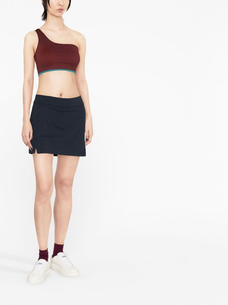 Red Seamlessrib One-shoulder Sports Bra