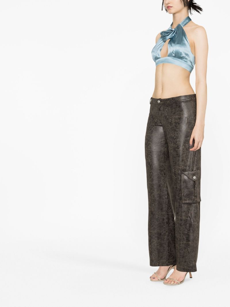 Blue Halterneck Silk Crop Top