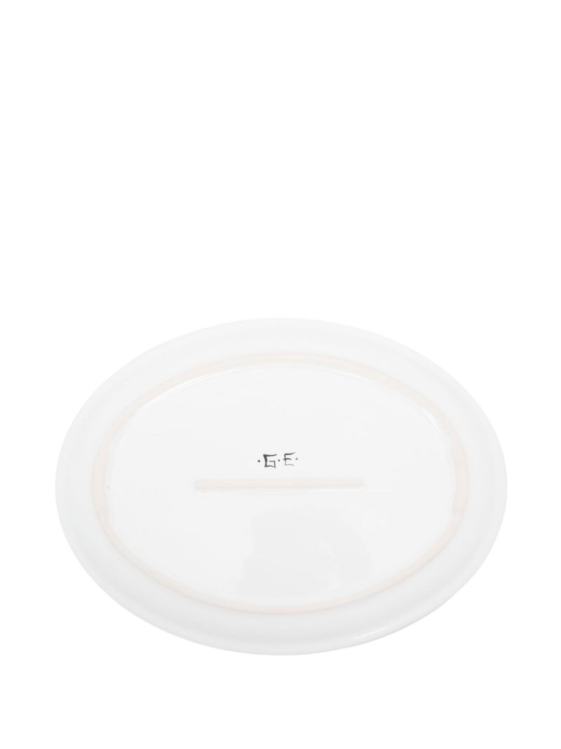 Blue Floral-print Oval Plate