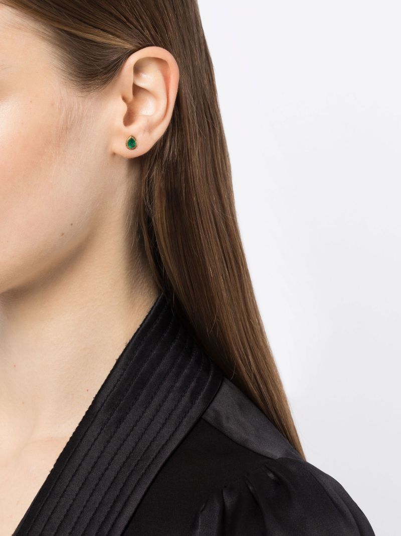 18k Yellow Gold Nesting Gem Emerald Stud Earrings