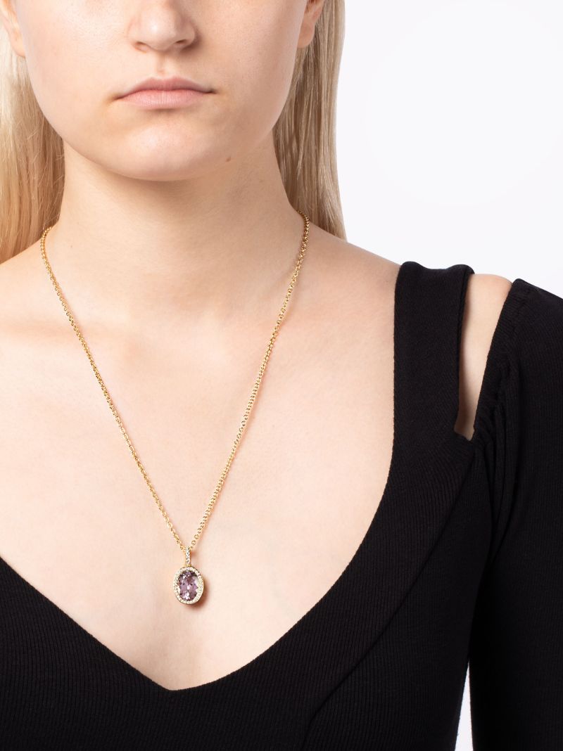 18k Yellow Gold Tourmaline and Diamond Necklace