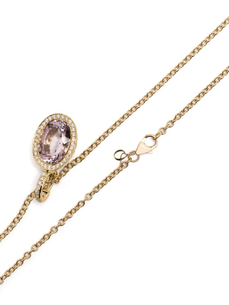18k Yellow Gold Tourmaline and Diamond Necklace