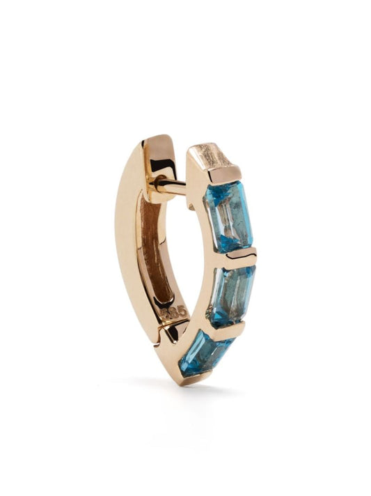 14k Yellow Gold Small Drop Topaz Single Hoop Earring
