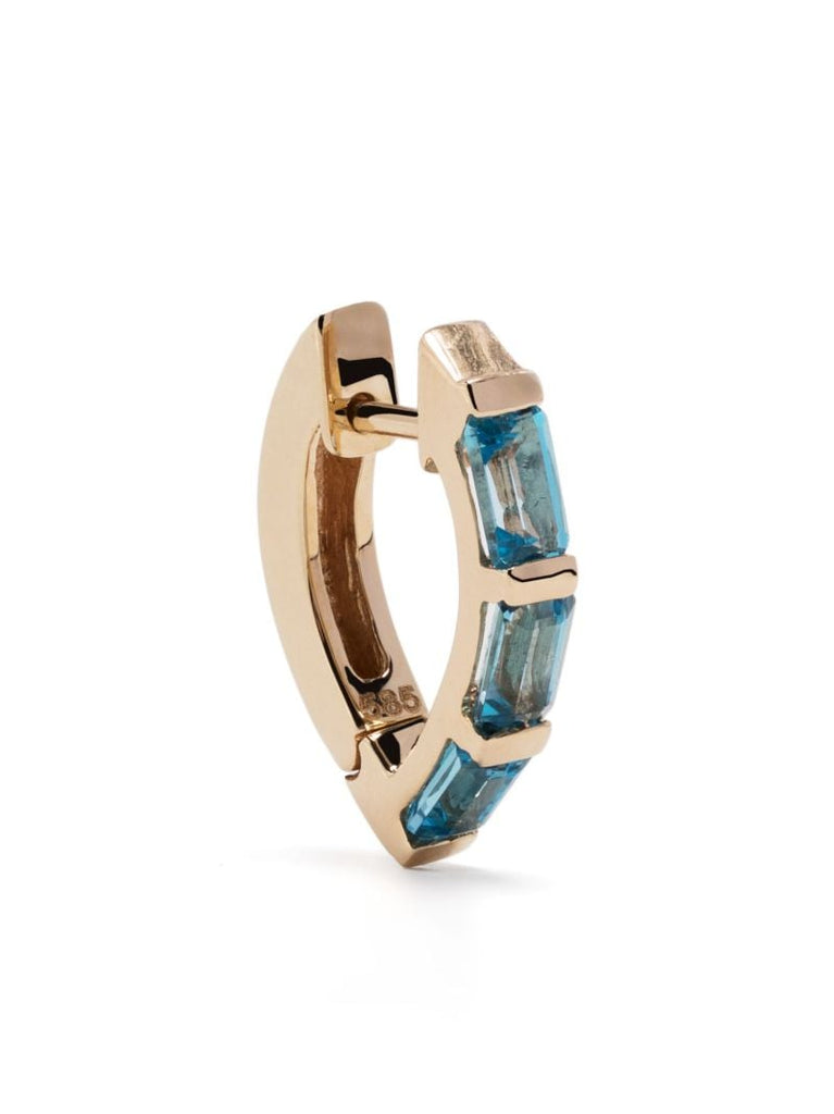 14k Yellow Gold Small Drop Topaz Single Hoop Earring
