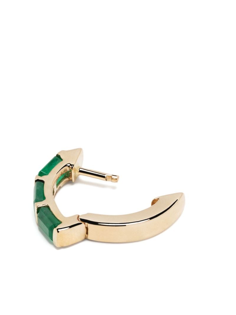 14k Yellow Gold Small Drop Emerald Single Hoop Earring