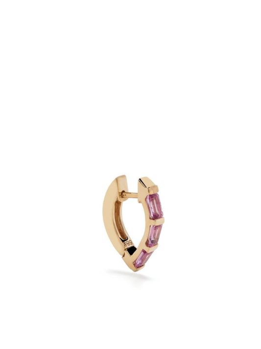 14k Yellow Gold Small Drop Sapphire Single Hoop Earring