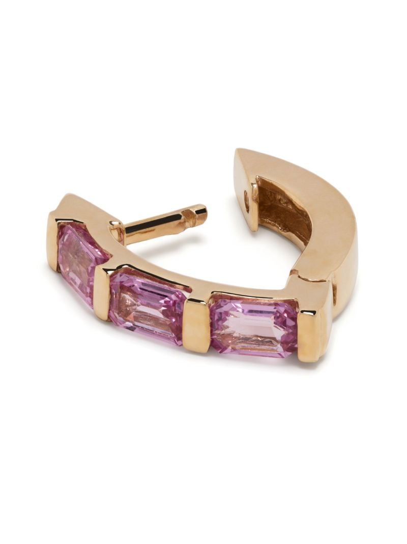 14k Yellow Gold Small Drop Sapphire Single Hoop Earring
